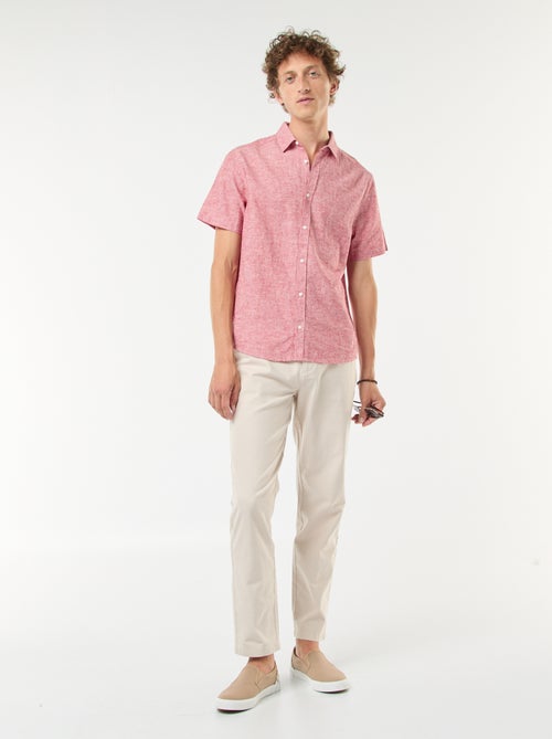 Camisa de manga curta em mistura de linho - Kiabi