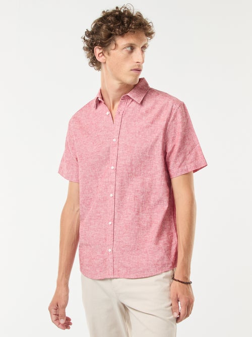 Camisa de manga curta em mistura de linho - Kiabi