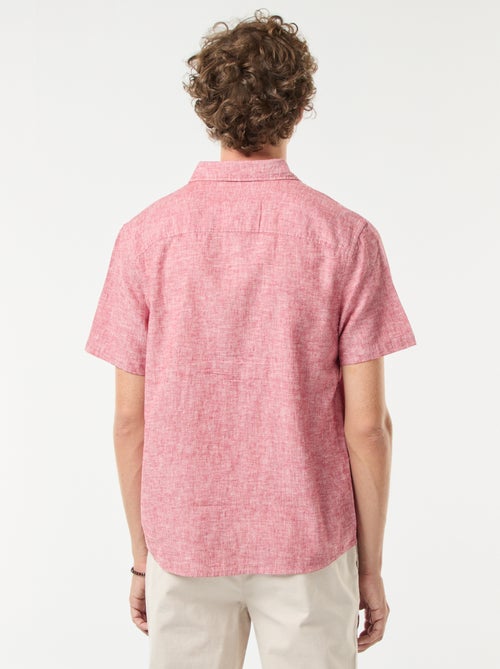 Camisa de manga curta em mistura de linho - Kiabi