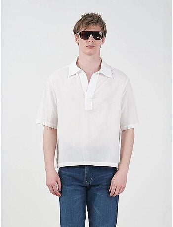 Camisa de manga curta em popelina de algodão para homem giesto