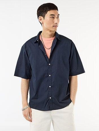 Camisa de manga curta em popeline