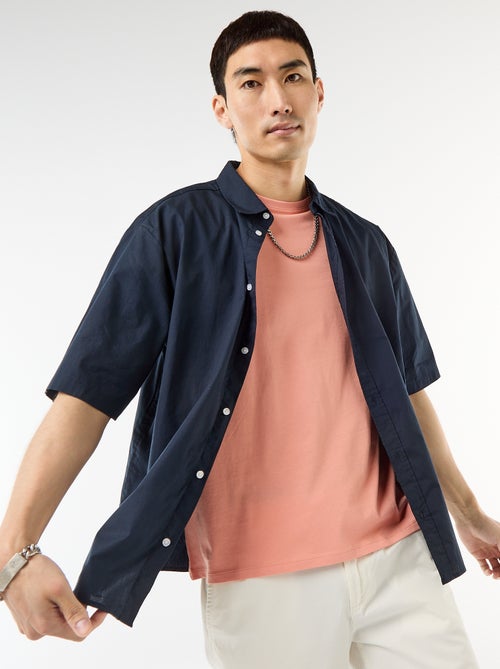 Camisa de manga curta em popeline - Kiabi