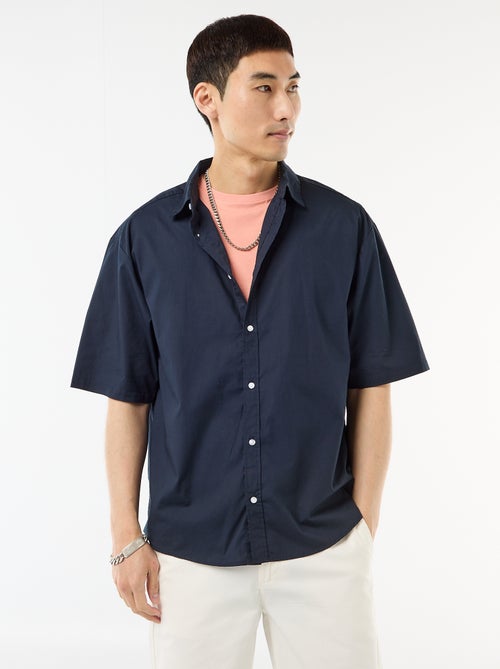 Camisa de manga curta em popeline - Kiabi