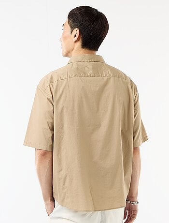 Camisa de manga curta em popeline