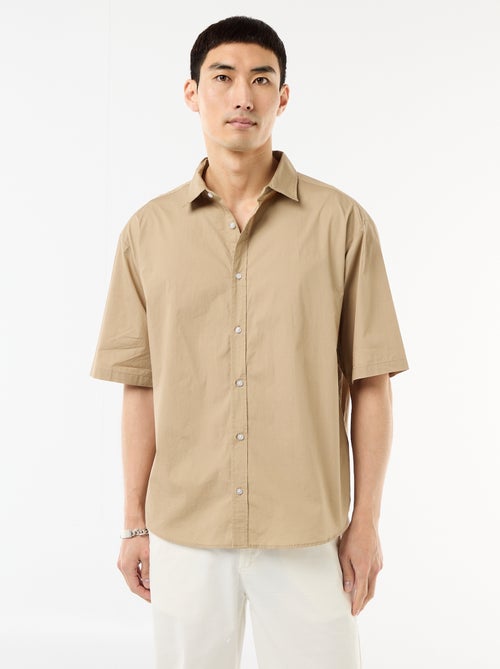 Camisa de manga curta em popeline - Kiabi
