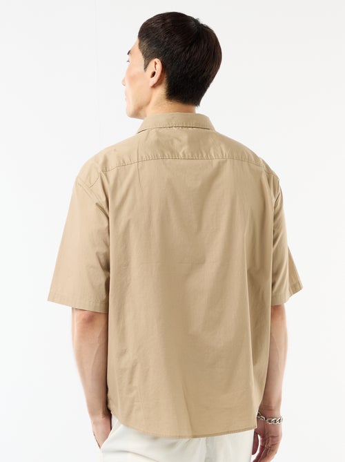 Camisa de manga curta em popeline - Kiabi