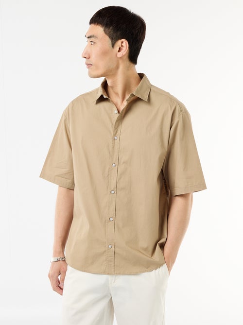 Camisa de manga curta em popeline - Kiabi
