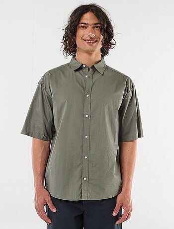Camisa de manga curta em popeline