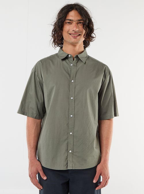 Camisa de manga curta em popeline - Kiabi