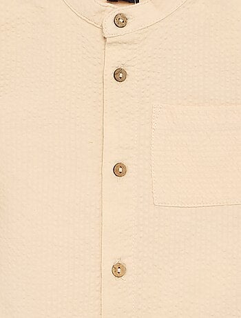Camisa de manga curta em seersucker