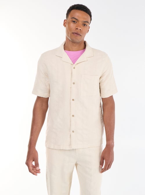 Camisa de manga curta em tecido fantasia - Kiabi