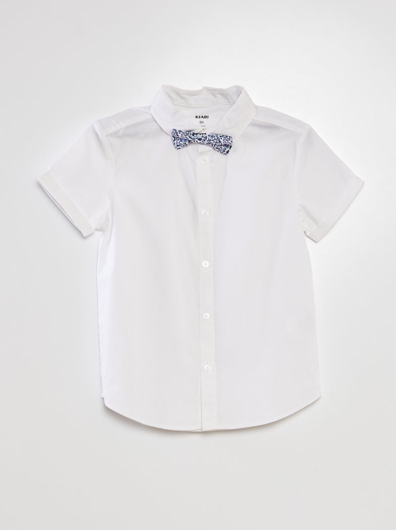 Camisa de manga curta + laço BRANCO - Kiabi