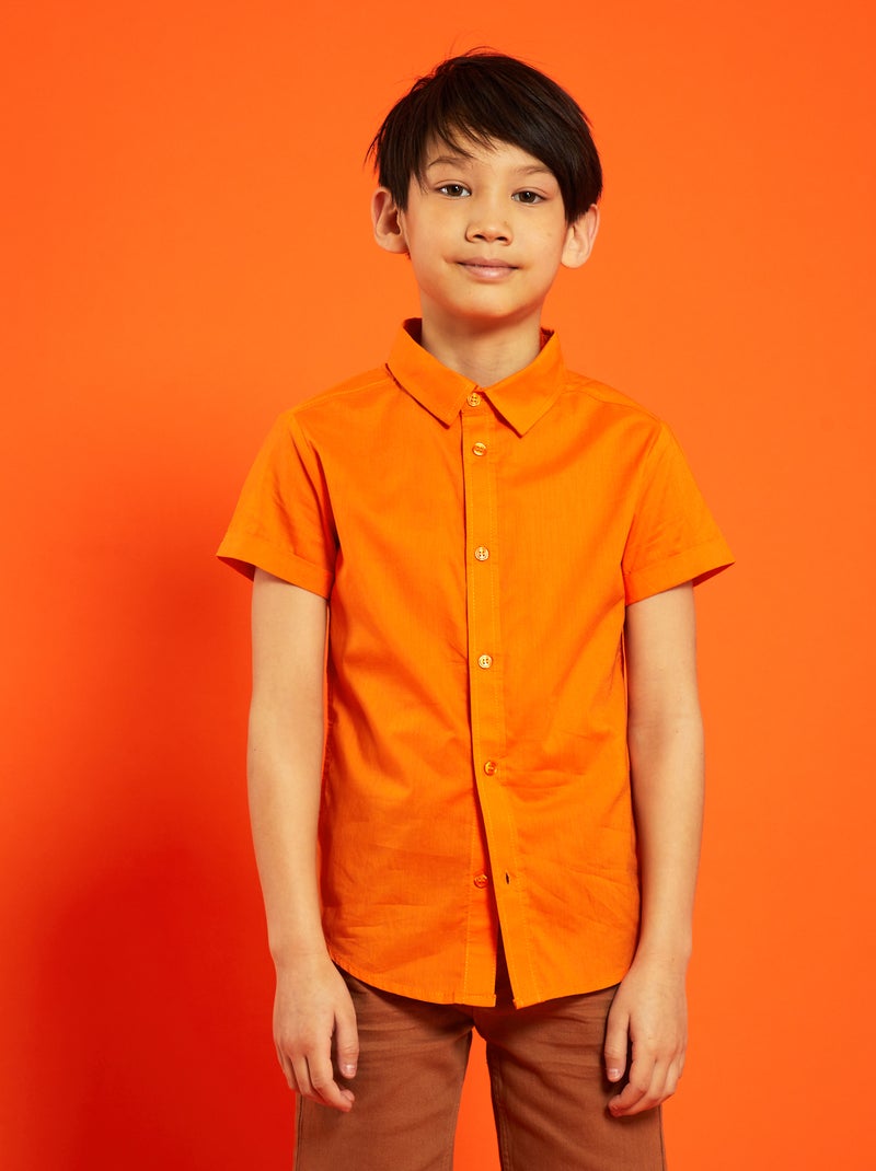 Camisa de manga curta Laranja - Kiabi
