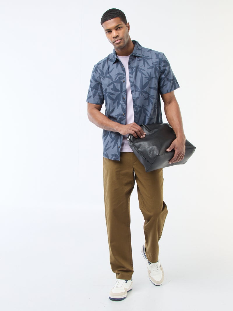 Camisa de manga curta leve com padrão Azul - Kiabi