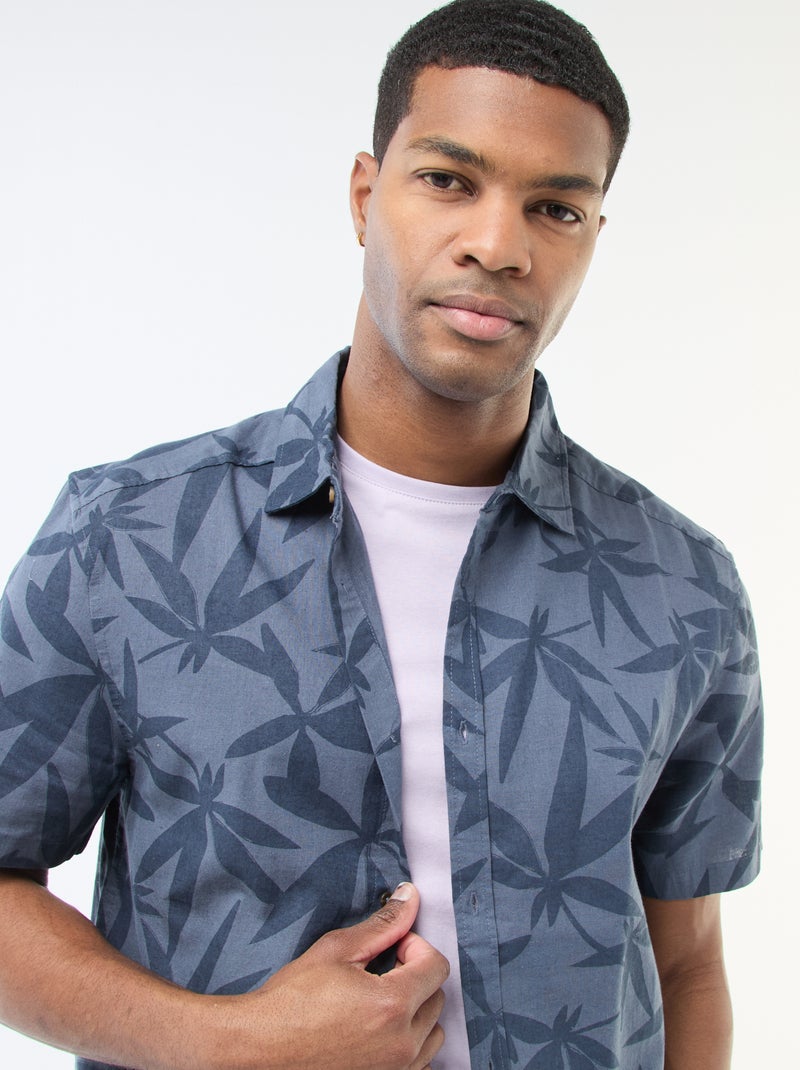 Camisa de manga curta leve com padrão Azul - Kiabi