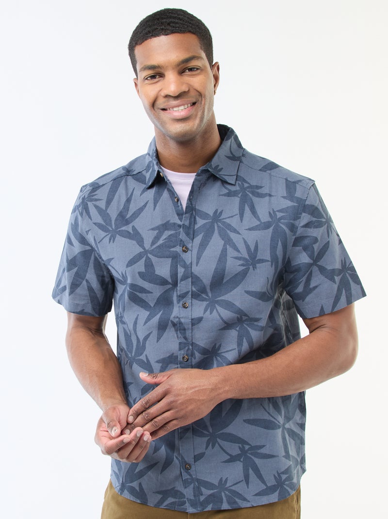 Camisa de manga curta leve com padrão Azul - Kiabi