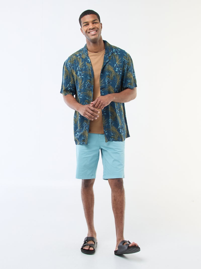 Camisa de manga curta leve com padrão Azul - Kiabi