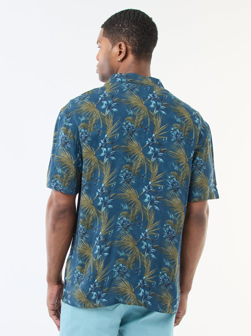 Camisa de manga curta leve com padrão Azul - Kiabi