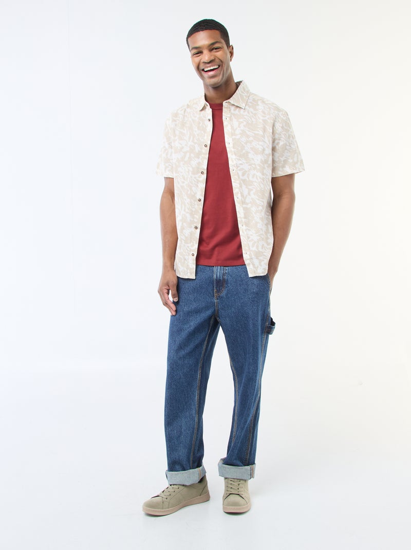 Camisa de manga curta leve com padrão Bege - Kiabi