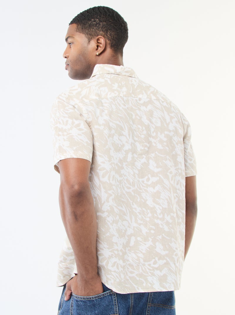 Camisa de manga curta leve com padrão Bege - Kiabi