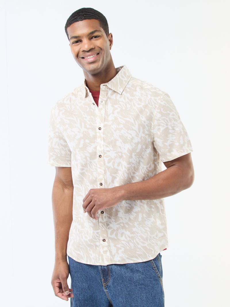 Camisa de manga curta leve com padrão Bege - Kiabi