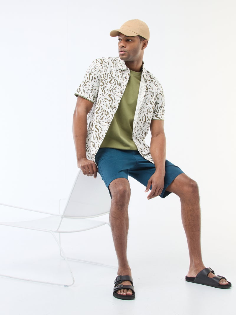 Camisa de manga curta leve com padrão Branco - Kiabi