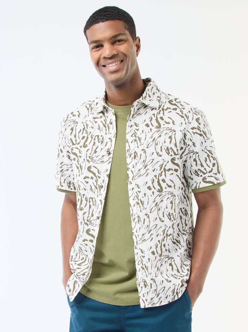 Camisa de manga curta leve com padrão Branco - Kiabi