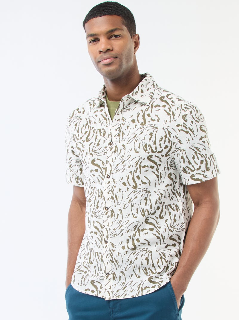 Camisa de manga curta leve com padrão Branco - Kiabi
