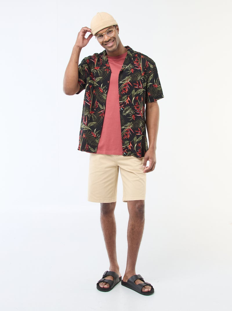 Camisa de manga curta leve com padrão Preto - Kiabi