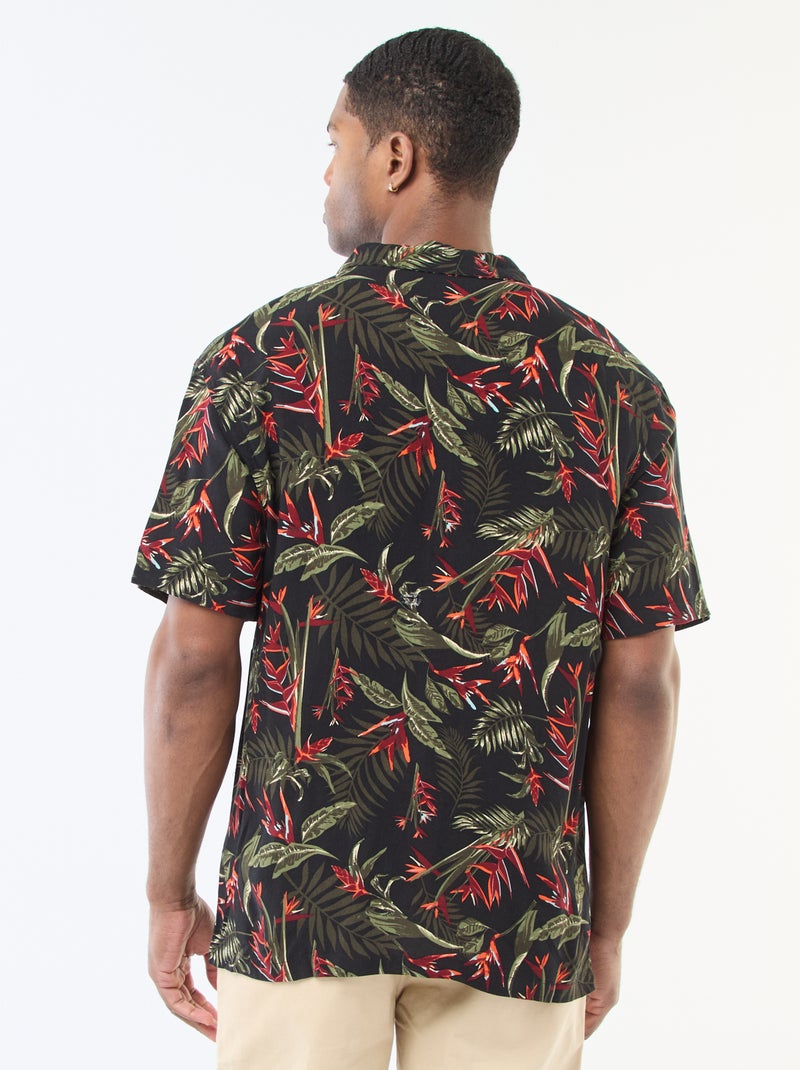 Camisa de manga curta leve com padrão Preto - Kiabi