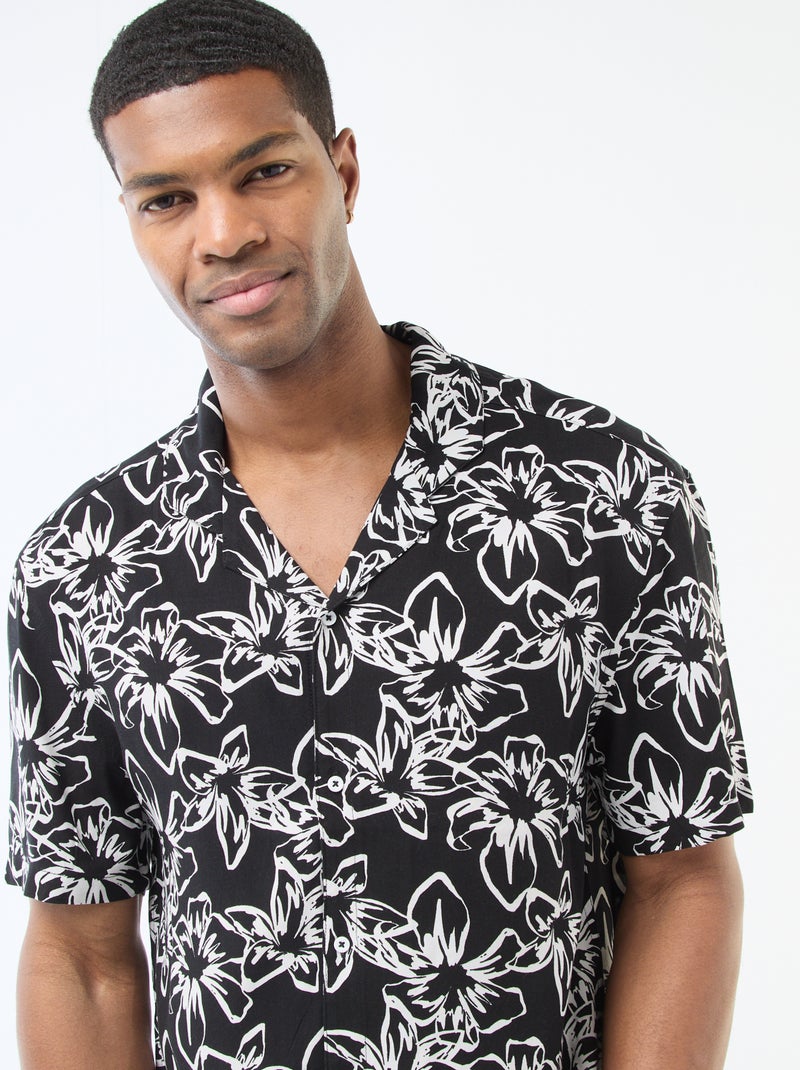 Camisa de manga curta leve com padrão Preto - Kiabi