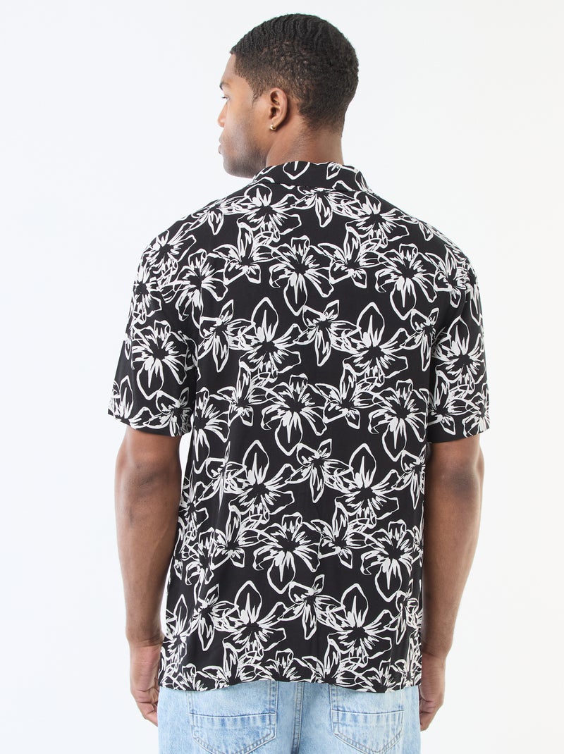Camisa de manga curta leve com padrão Preto - Kiabi