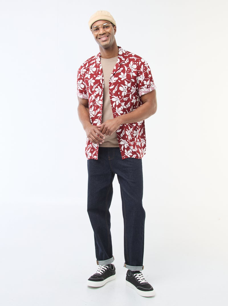 Camisa de manga curta leve com padrão Vermelho - Kiabi