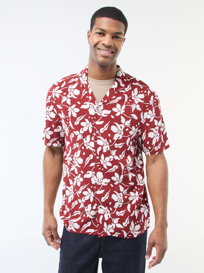 Camisa de manga curta leve com padrão Vermelho - Kiabi