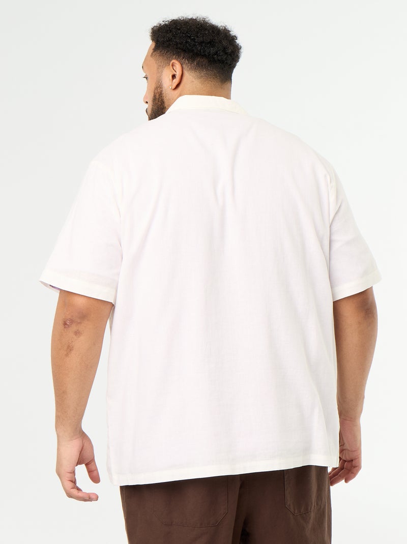 Camisa de manga curta lisa Branco - Kiabi