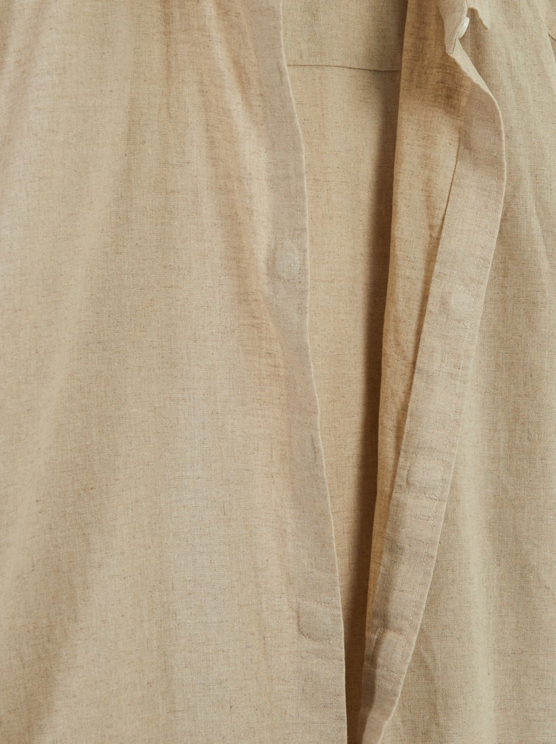 Camisa de manga curta lisa em mistura de linho - coleção fácil de vestir BRANCO - Kiabi
