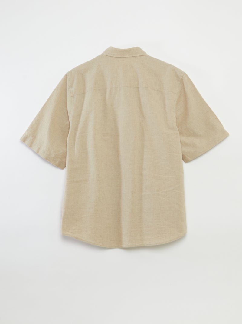Camisa de manga curta lisa em mistura de linho - coleção fácil de vestir BRANCO - Kiabi