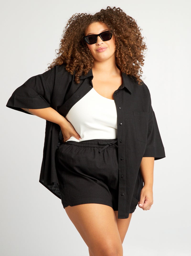 Camisa de manga curta Preto - Kiabi