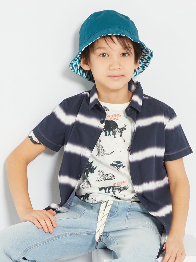 Camisa de manga curta 'tie-and-dye' AZUL - Kiabi