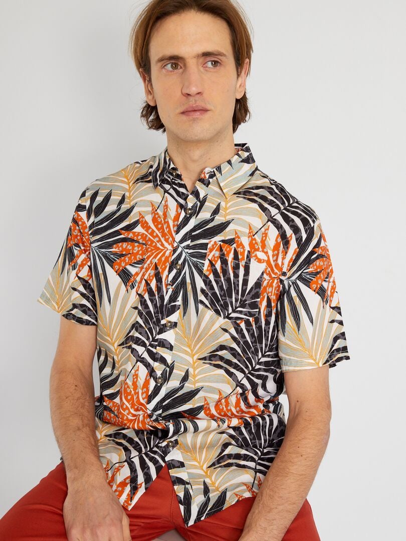 Camisa de manga curta 'tropical' ROXO - Kiabi