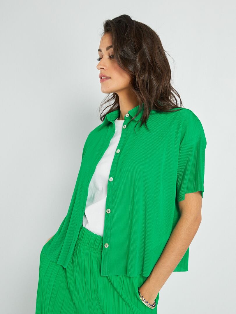 Camisa de manga curta Verde - Kiabi
