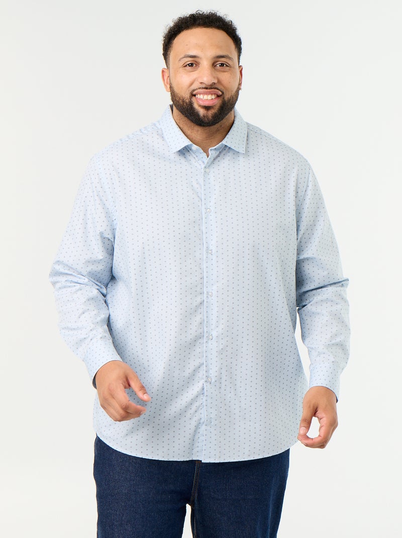 Camisa de mangas compridas com padrão Azul - Kiabi