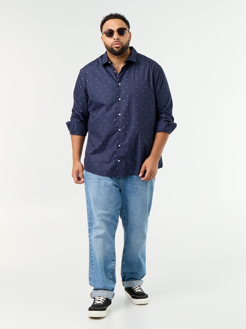 Camisa de mangas compridas com padrão Azul - Kiabi