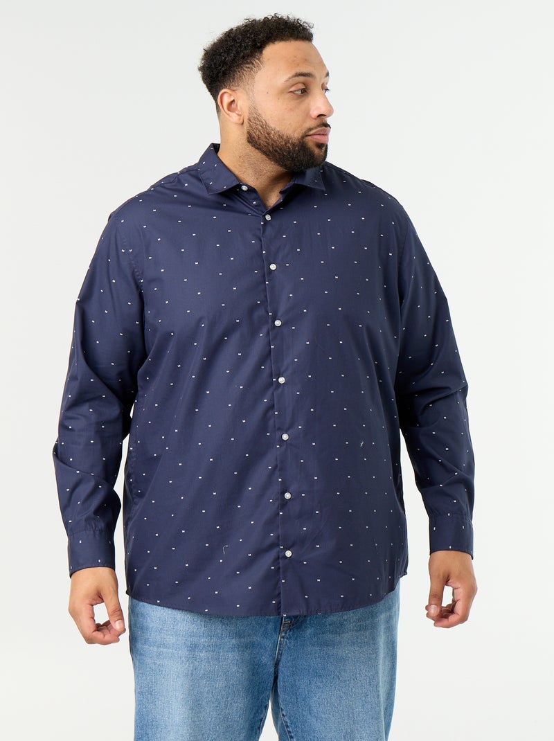 Camisa de mangas compridas com padrão Azul - Kiabi