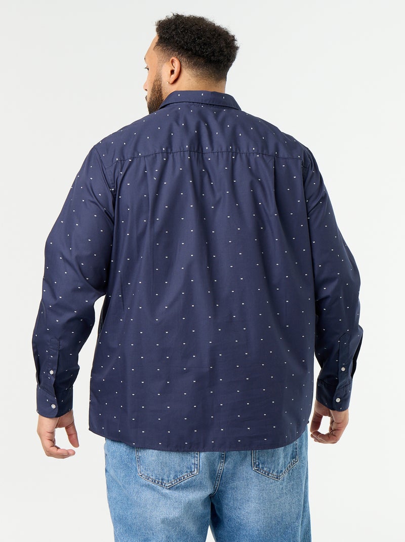 Camisa de mangas compridas com padrão Azul - Kiabi
