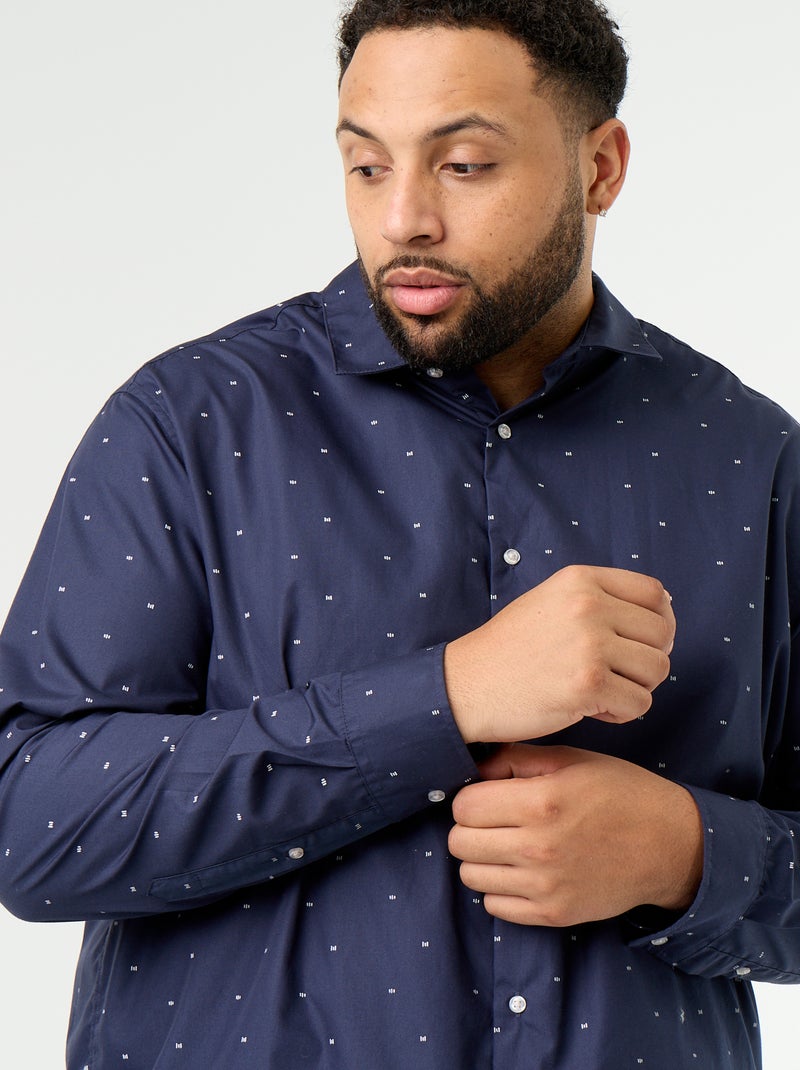 Camisa de mangas compridas com padrão Azul - Kiabi