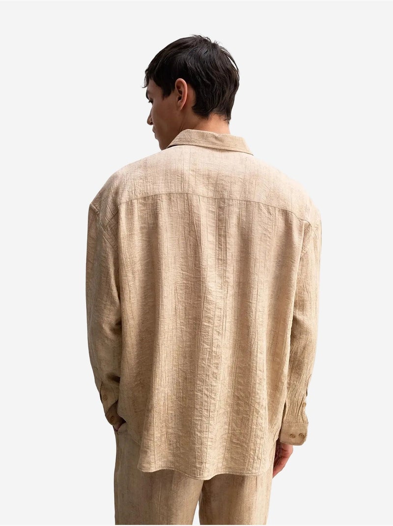 Camisa de mangas compridas de ajuste descontraído giesto Bege natural - Kiabi
