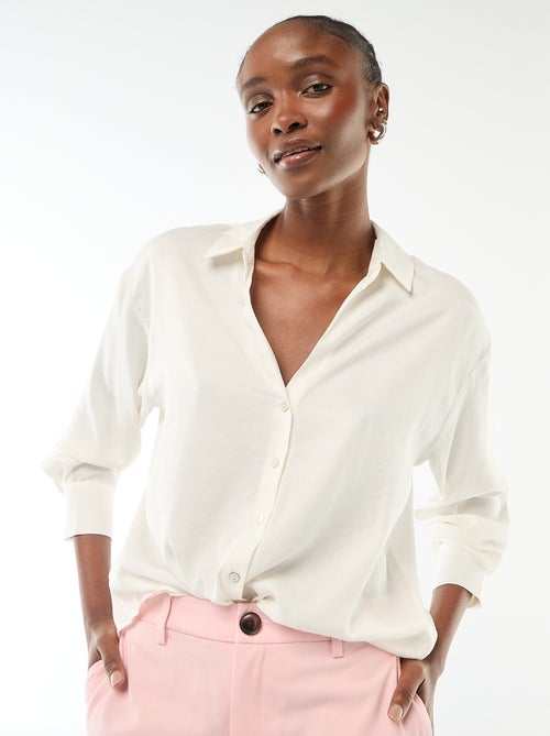 Camisa de mangas compridas em cetim liso - Kiabi