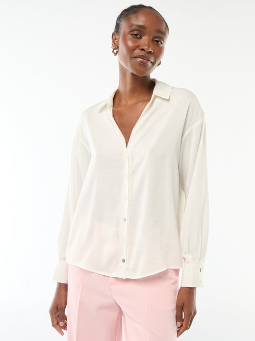 Camisa de mangas compridas em cetim liso - Kiabi