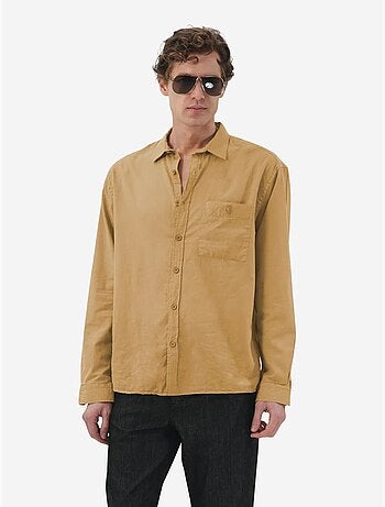 Camisa de mangas compridas em popelina de algodão giesto